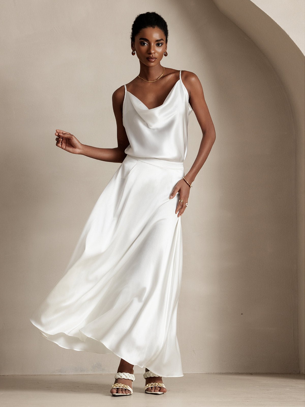 19Momme Silk A Line Maxi Skirt with Lining - Image 2