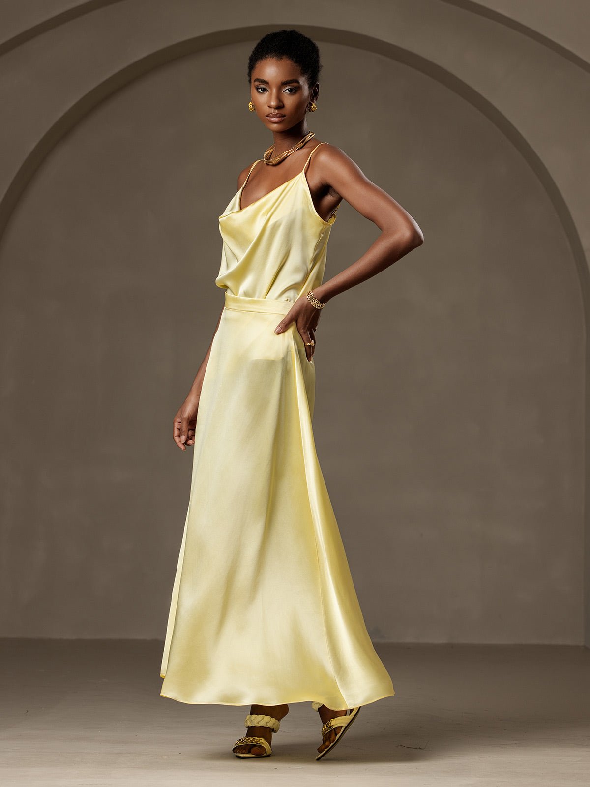 19Momme Silk A Line Maxi Skirt with Lining - Image 27