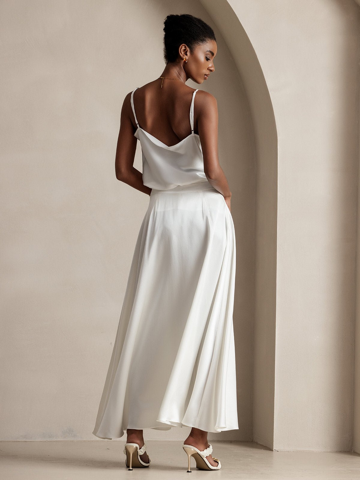19Momme Silk A Line Maxi Skirt with Lining - Image 3