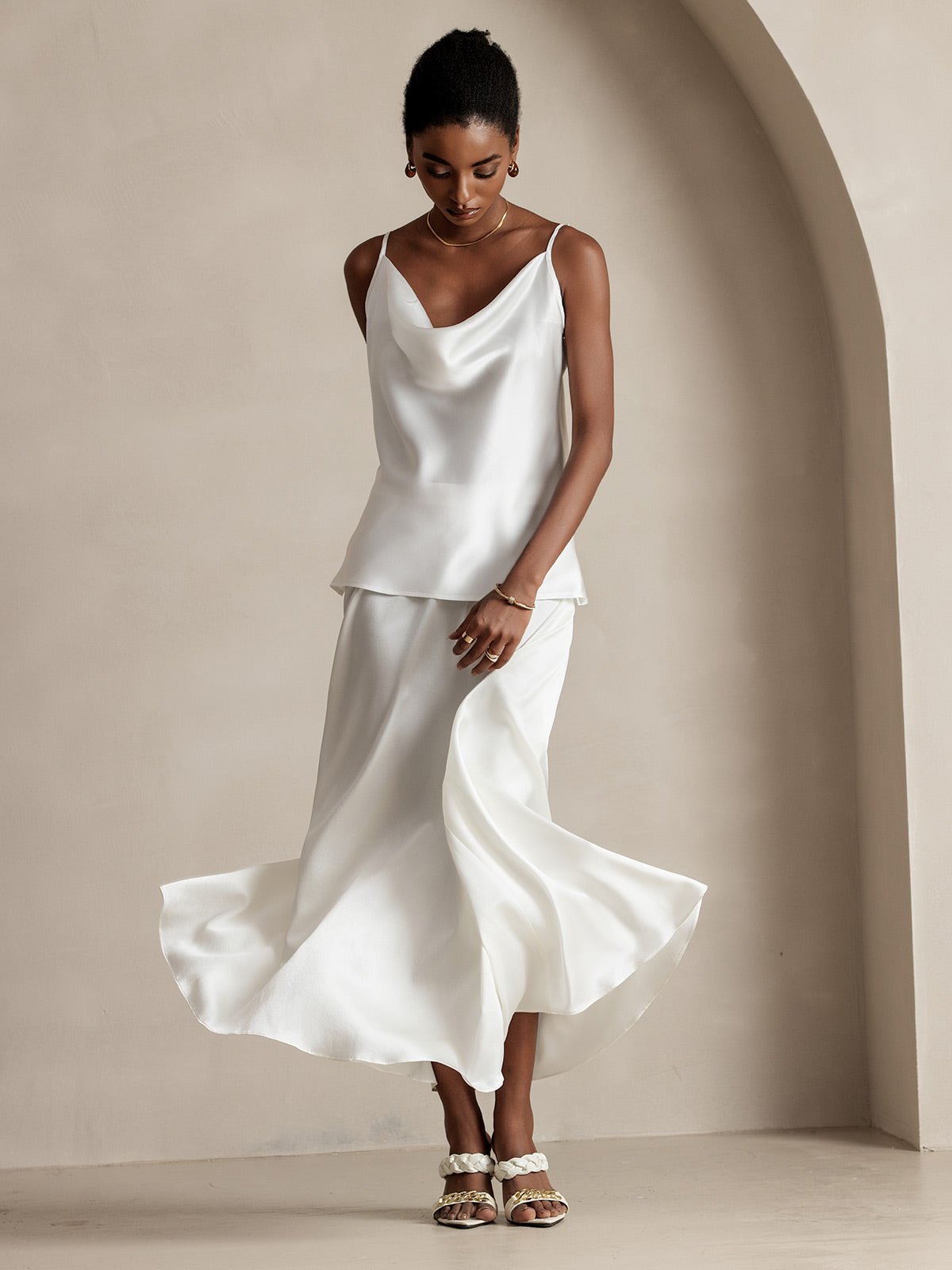 19Momme Silk A Line Maxi Skirt with Lining - Image 7