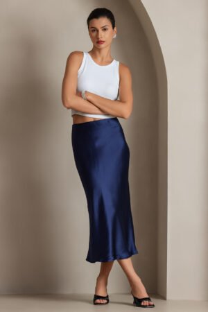 19Momme Mulberry Silk Stretch Long Straight Skirt
