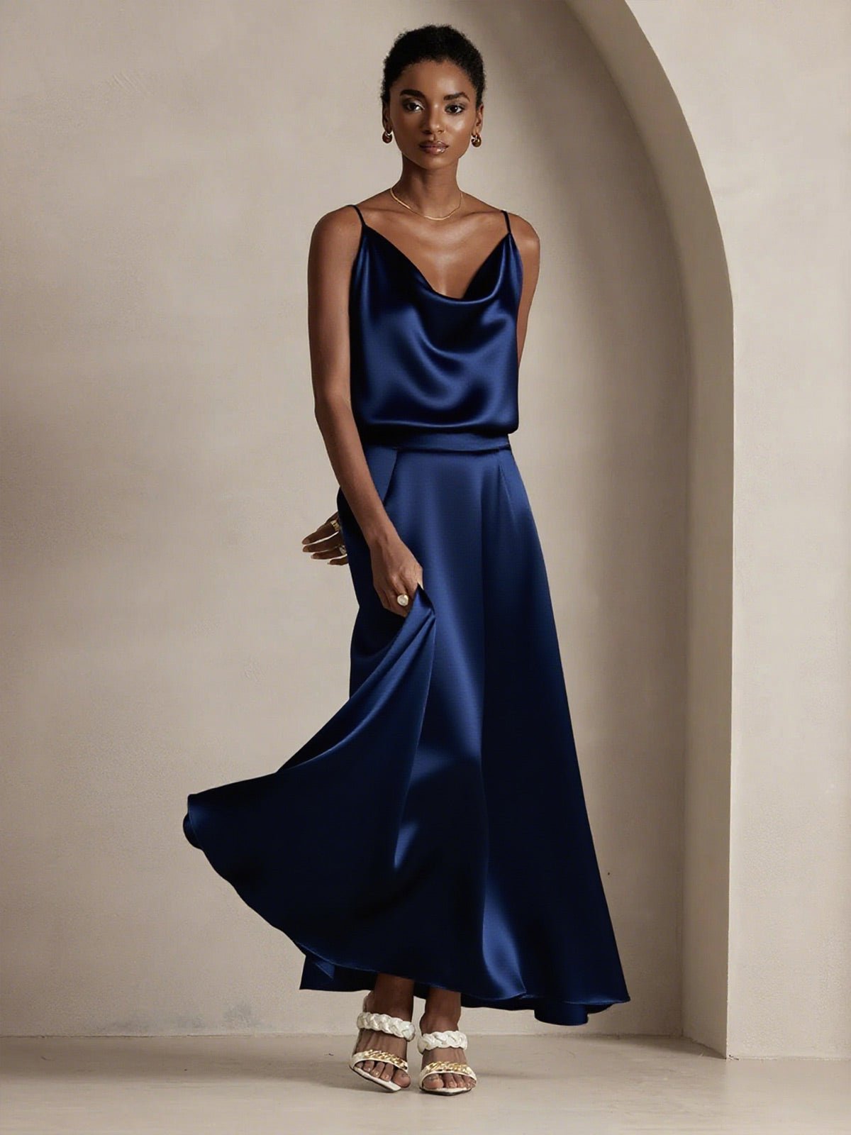 19Momme Silk A Line Maxi Skirt with Lining - Image 10