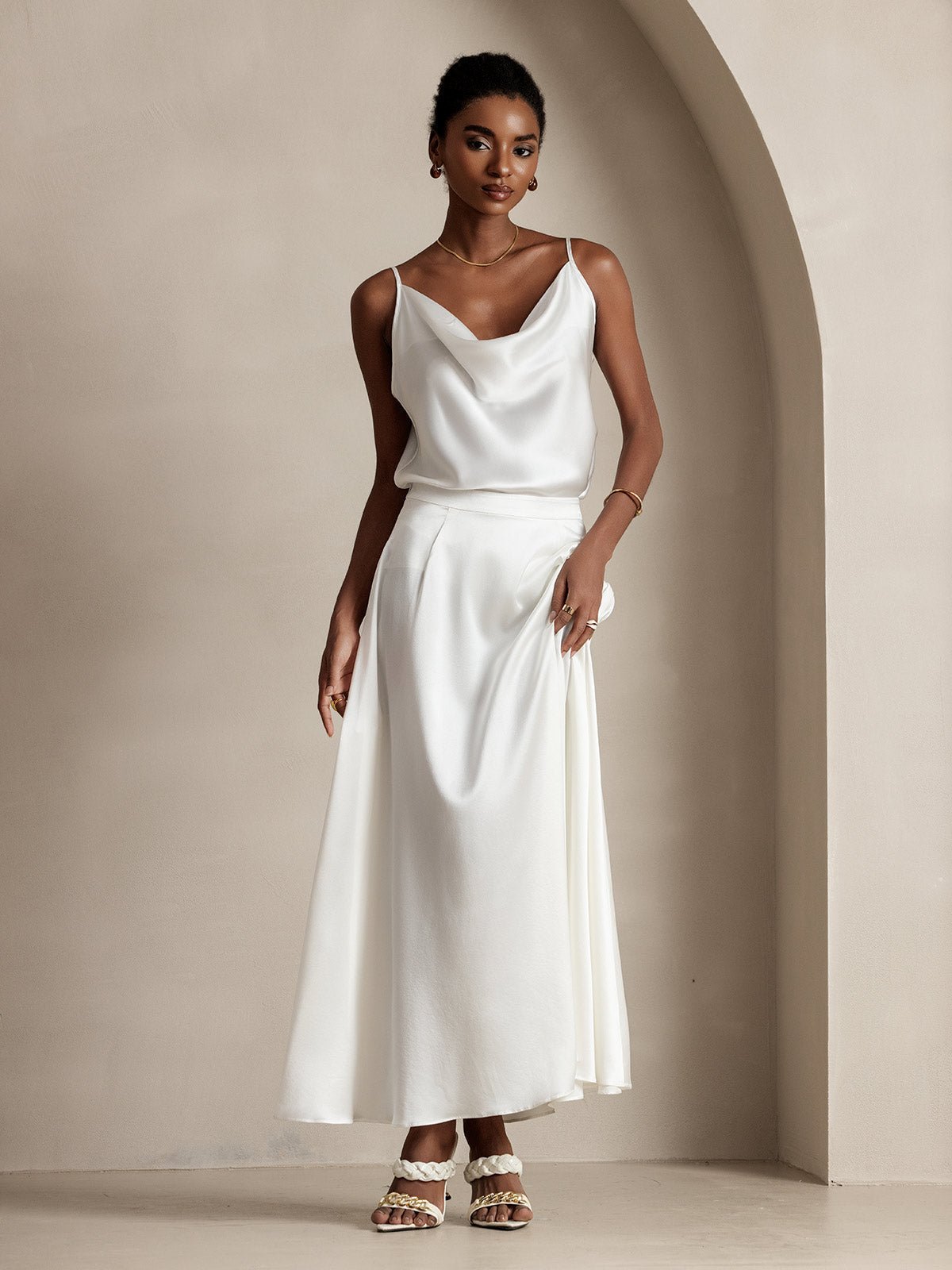 19Momme Silk A Line Maxi Skirt with Lining - Image 5