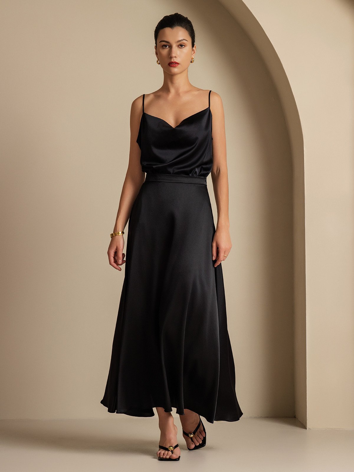 19Momme Silk A Line Maxi Skirt with Lining - Image 15