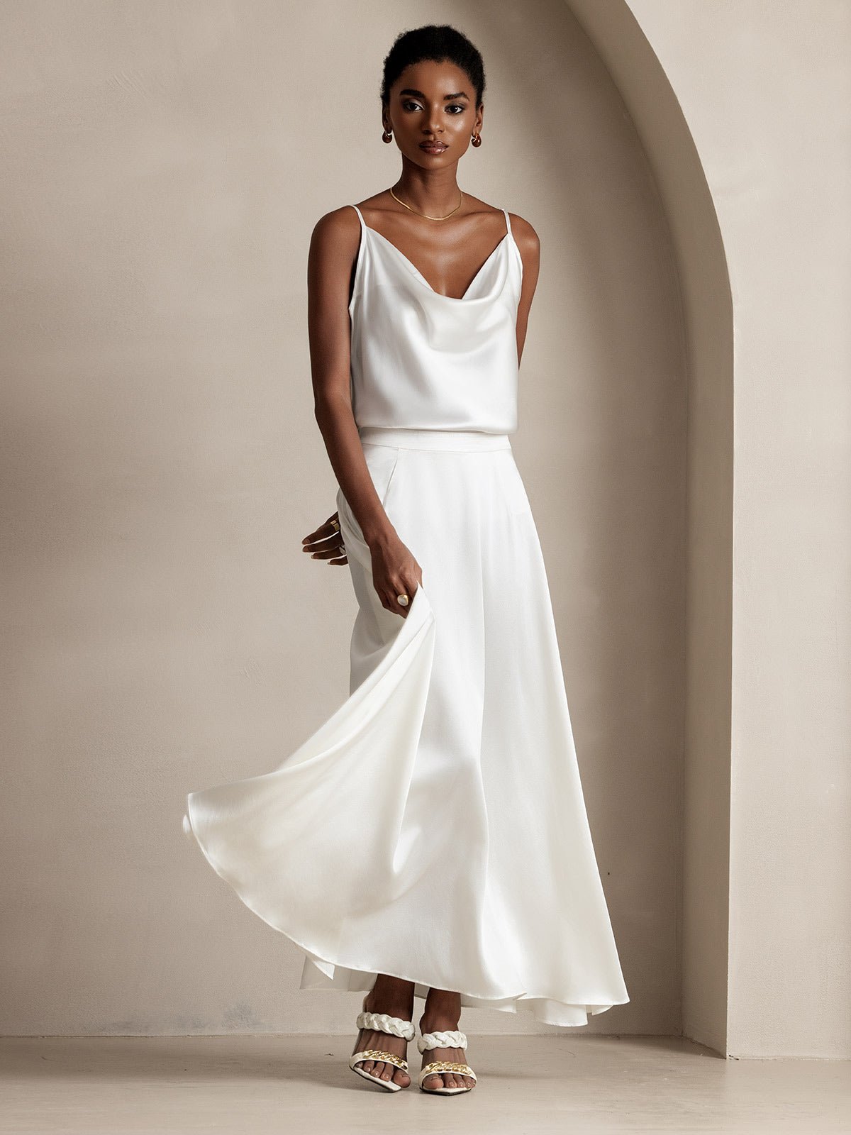 19Momme Silk A Line Maxi Skirt with Lining - Image 6